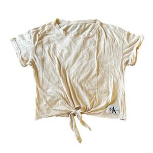 Calvin Klein Peach Short Sleeve Cropped Cotton T-Shirt Womens Size S